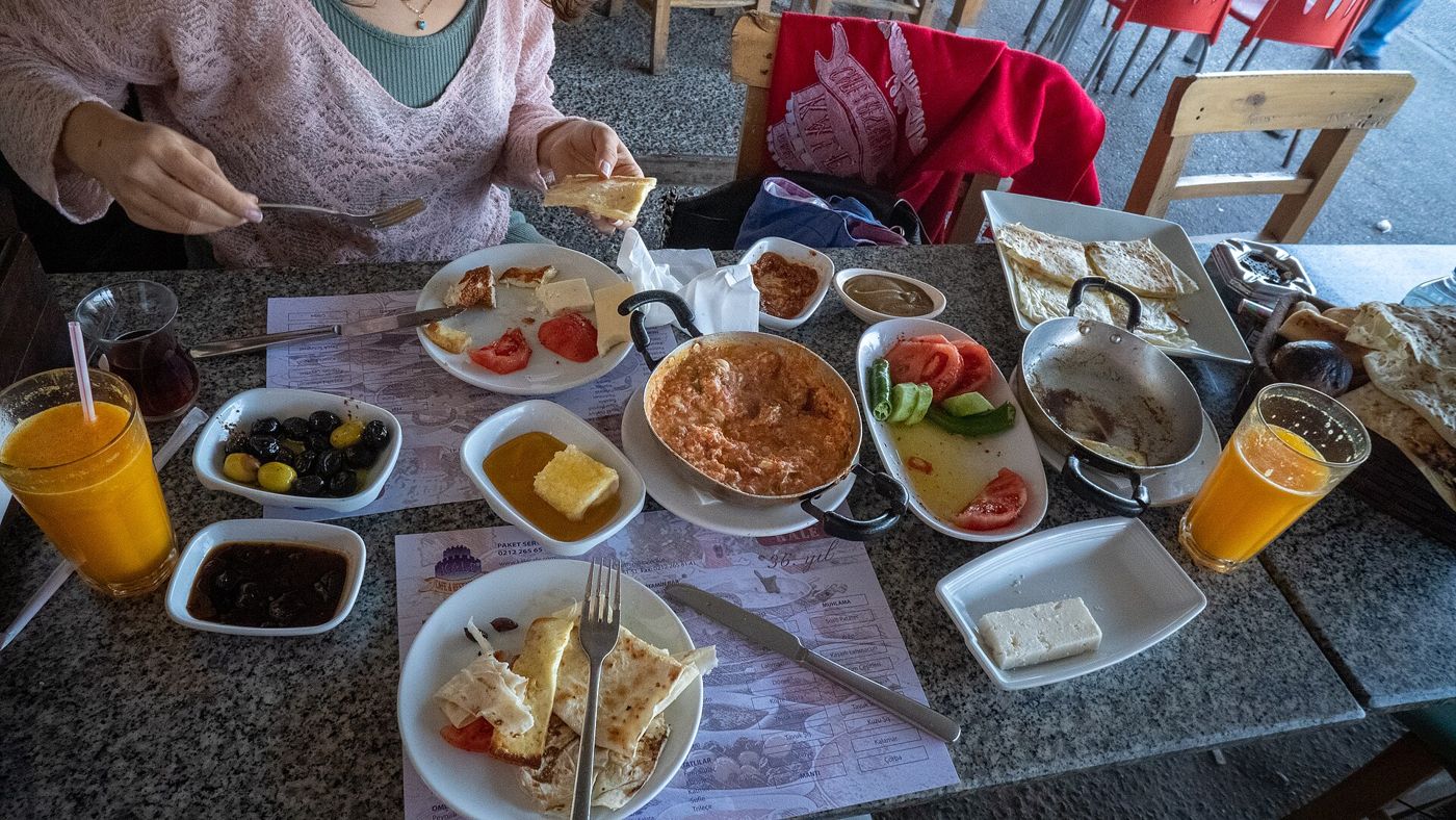 Turkish appetizers and seasonal salad served on a private Bosphorus dinner cruise
