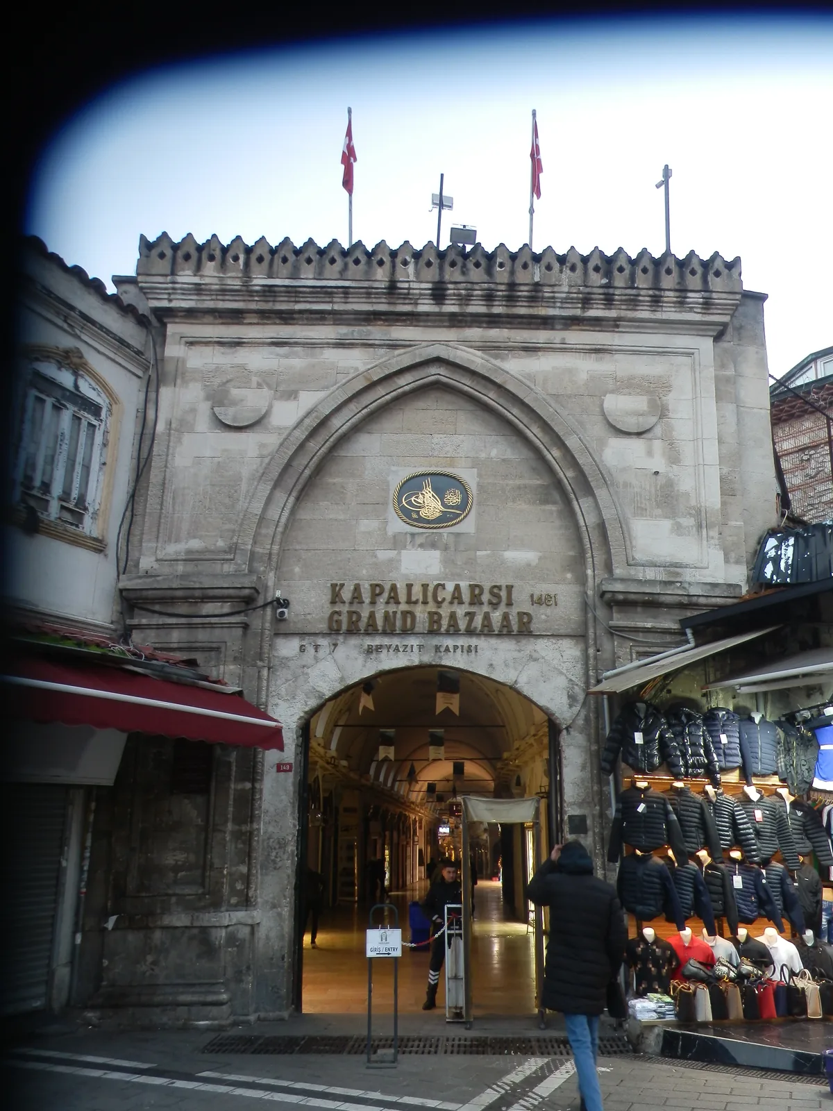 The Beyazıt entrance sign and stone arch at Istanbul’s Grand Bazaar