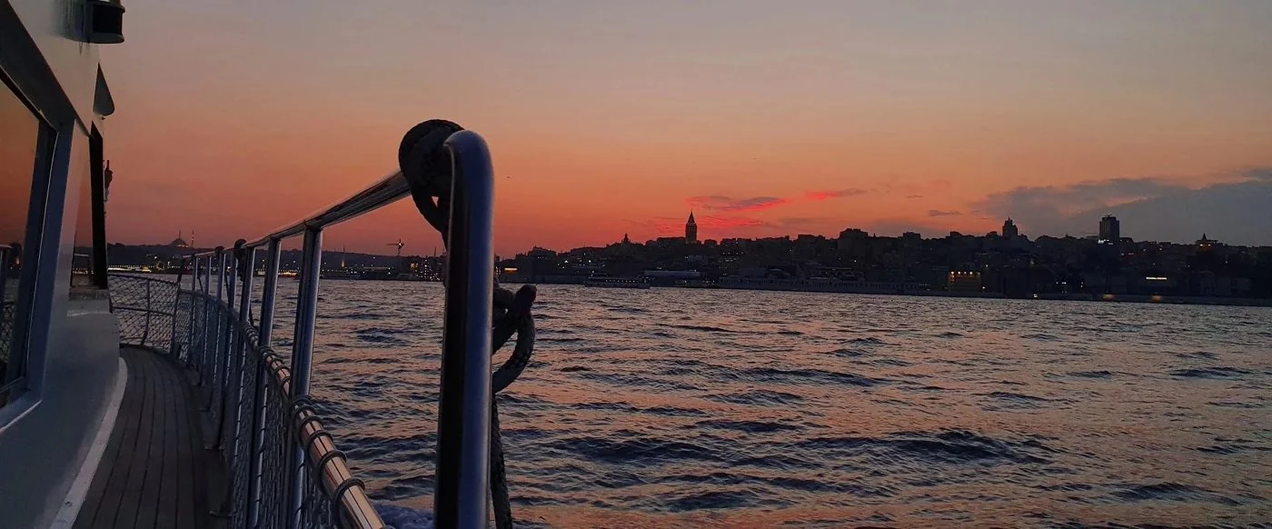Sunset over the Bosphorus from a boat